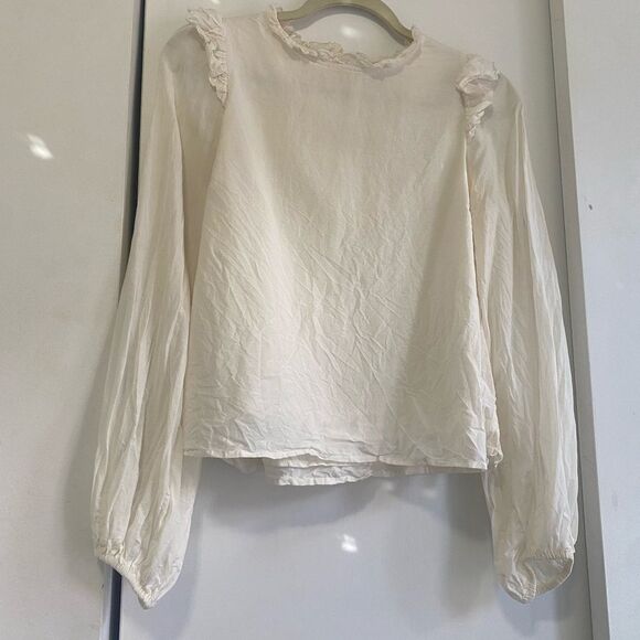 Cami NYC Georgina Blouson Flutter Long Sleeve Top Women's Ceramic Size - Picture 5 of 5